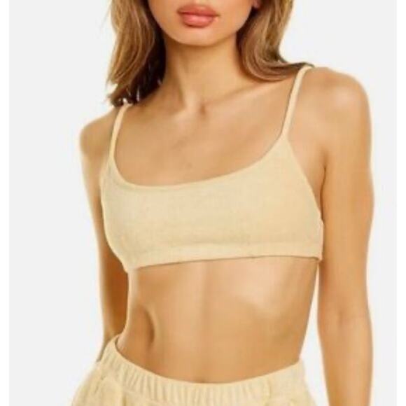 Danielle Bernstein By WeWoreWhat Butter Yellow Bandeau Top Women's Large - Picture 1 of 8